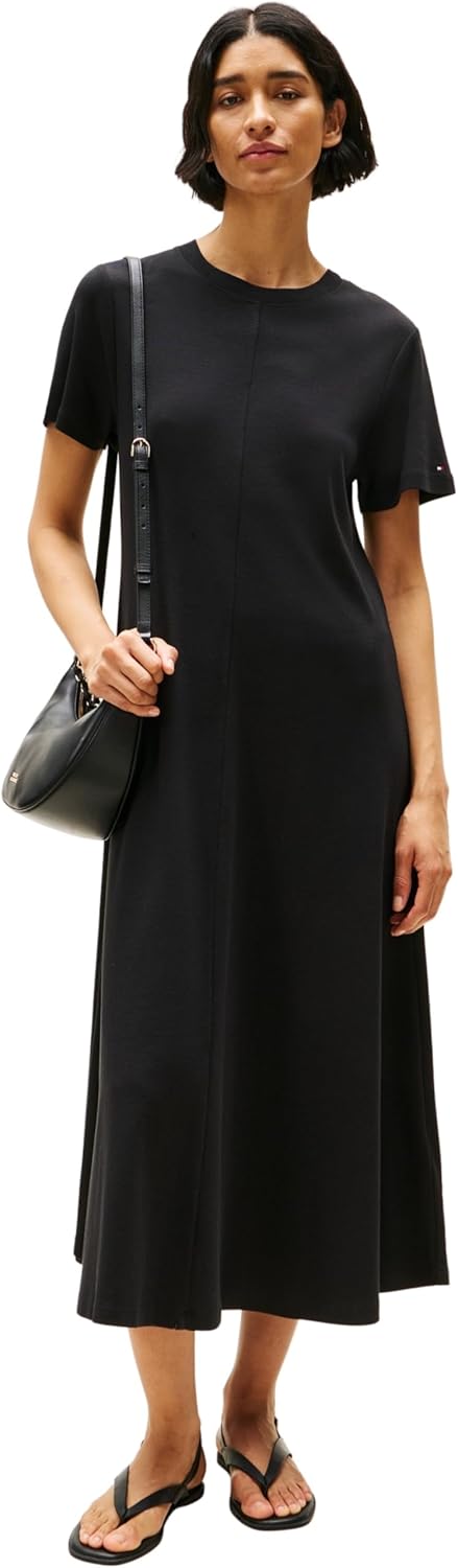 Tommy Hilfiger Vestido Tipo Camiseta para Mujer, Negro (Negro), S 🇪🇸