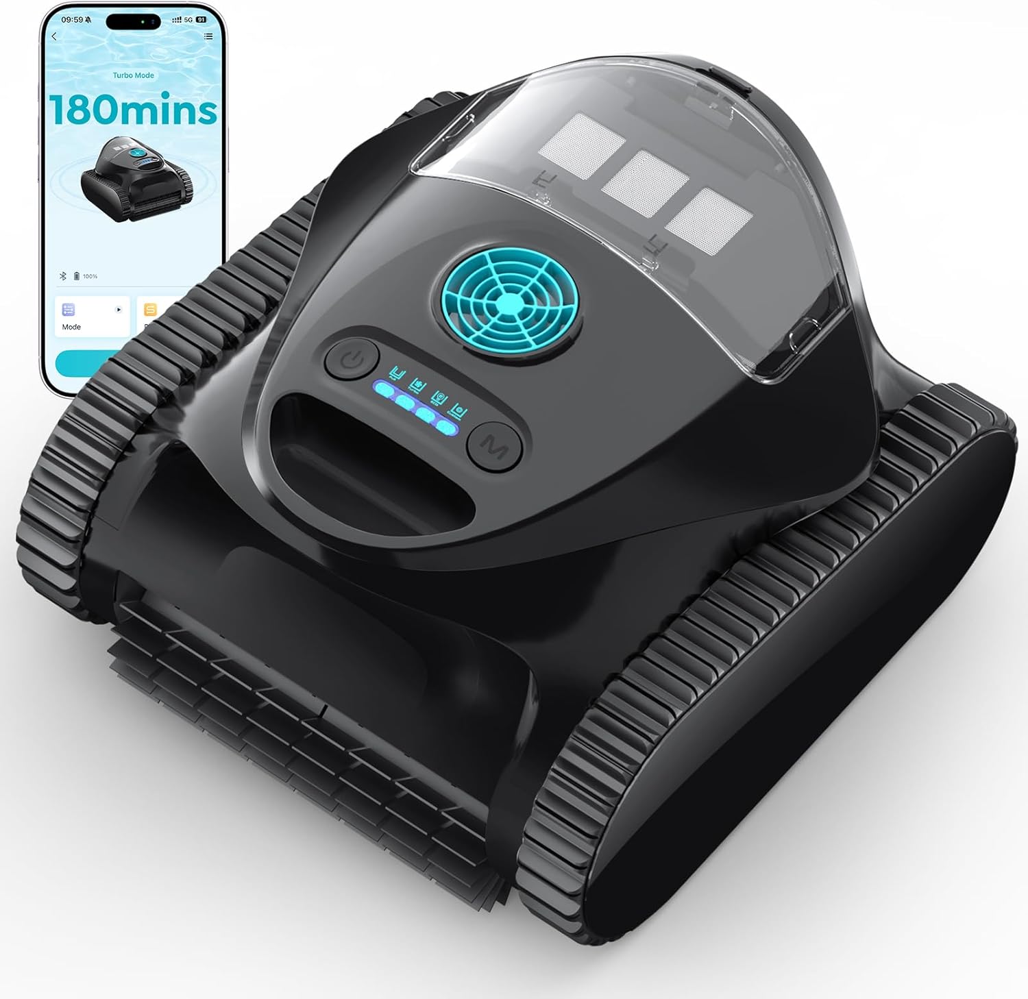 BRINBO C1 Robot Piscina Limpiafondos y Paredes, Doble Filtro, Aspirador Piscina Bater