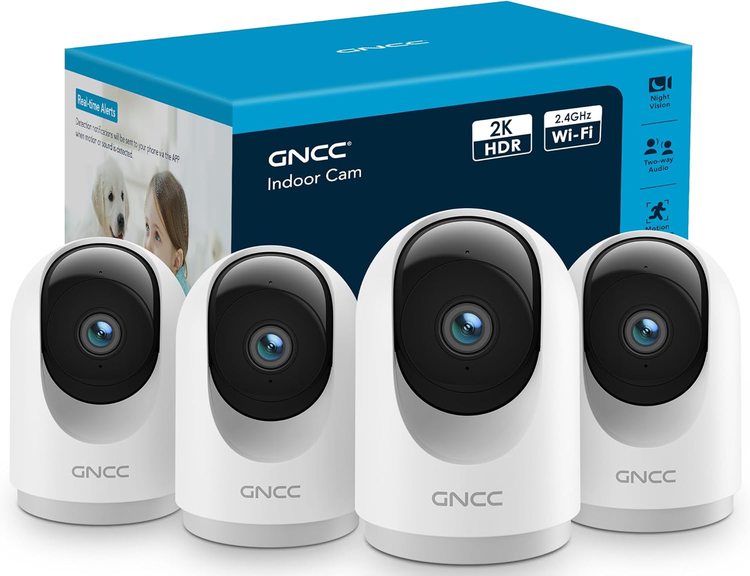 GNCC 2K 3MP Camara Vigilancia WiFi Interior 2.4/5GHz(Pack 4), Camaras Vigilancia Domi