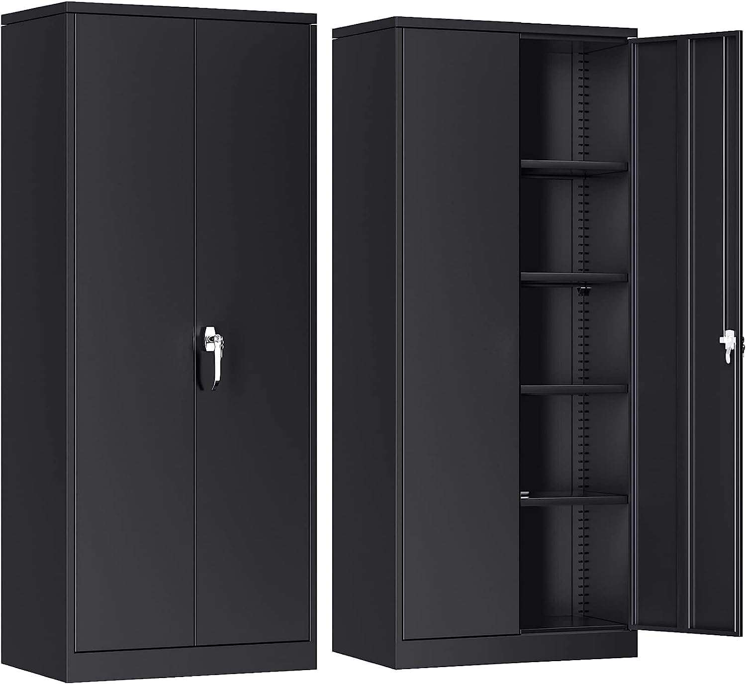 SUPEER Armario Metálico Profesional 180 cm‌,2 Puertas   4 Estantes Ajustables | Acero
