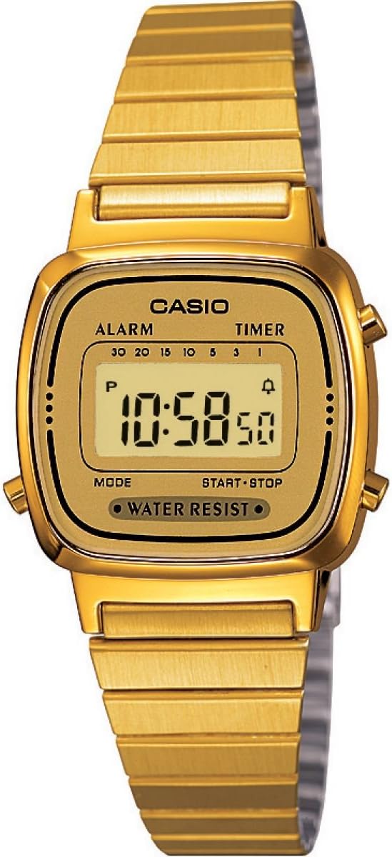 Casio Reloj Cuarzo Mujer 23.00mm con dial Digital LCD y Correa de Pulsera de Metal Or