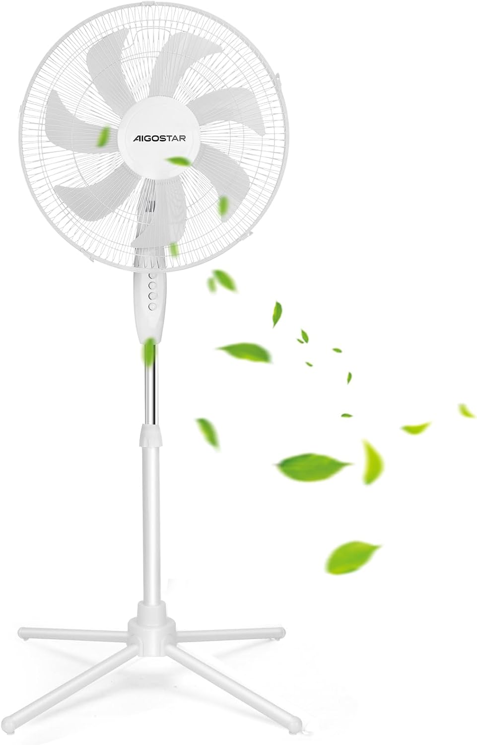 Aigostar Ventilador de Pie, 3 Velocidades, 7 Aspas, Oscilación 75°, Estable y Silenci