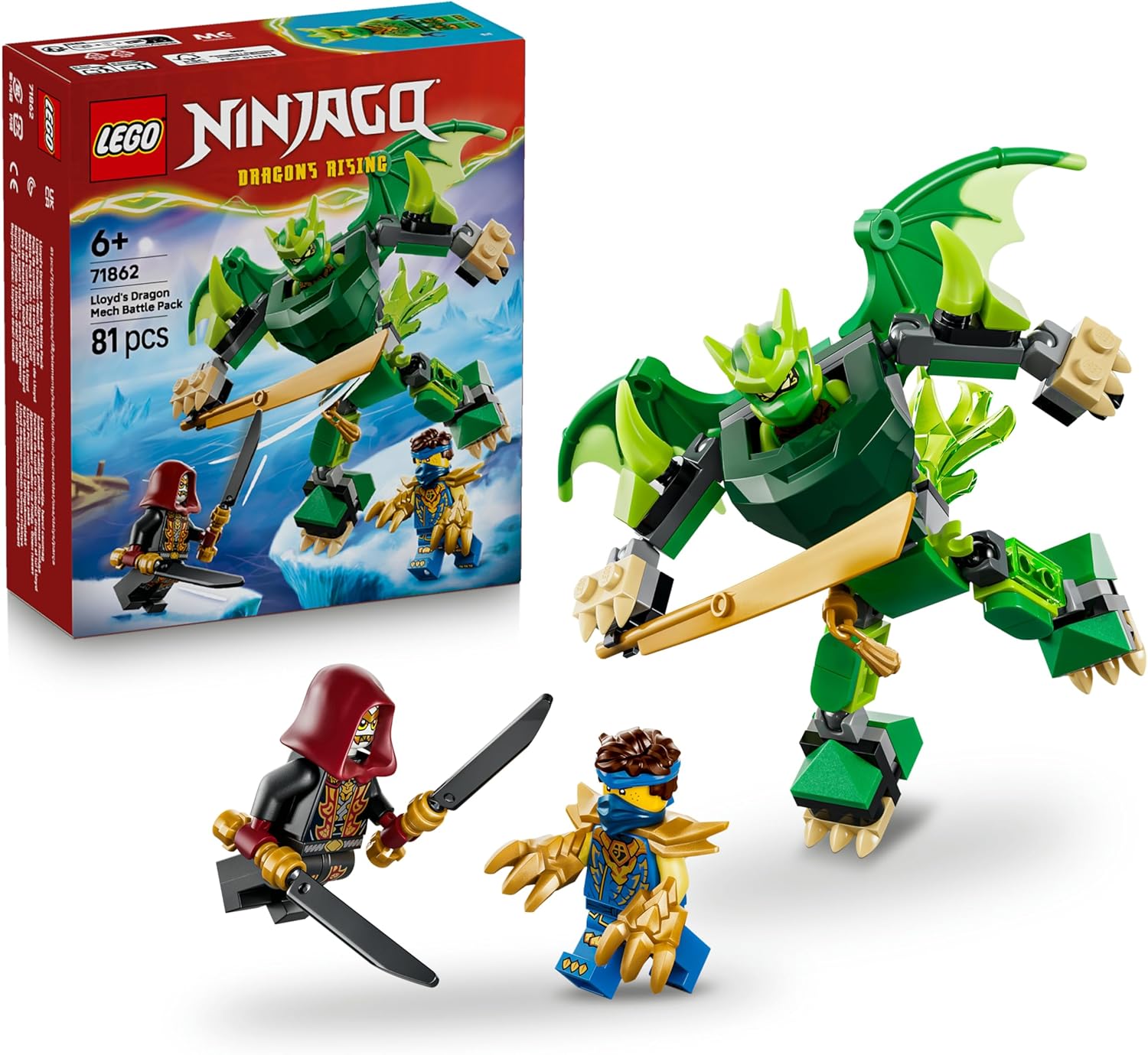 LEGO Ninjago Pack de Combate: Meca Dragón de Lloyd – Figura Articulada, 3 Minifiguras