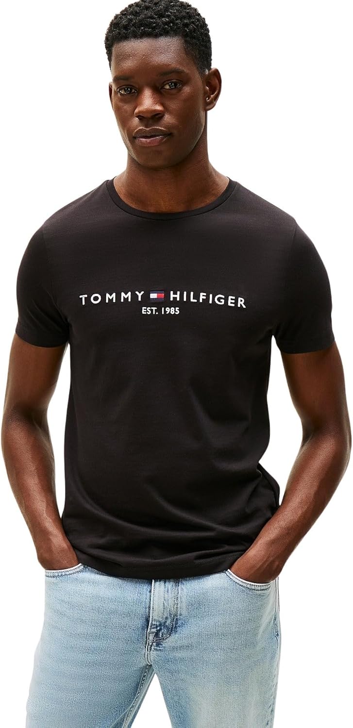 Tommy Hilfiger Camiseta de Manga Corta para Hombre Core Tommy Logo Cuello Redondo, Ne