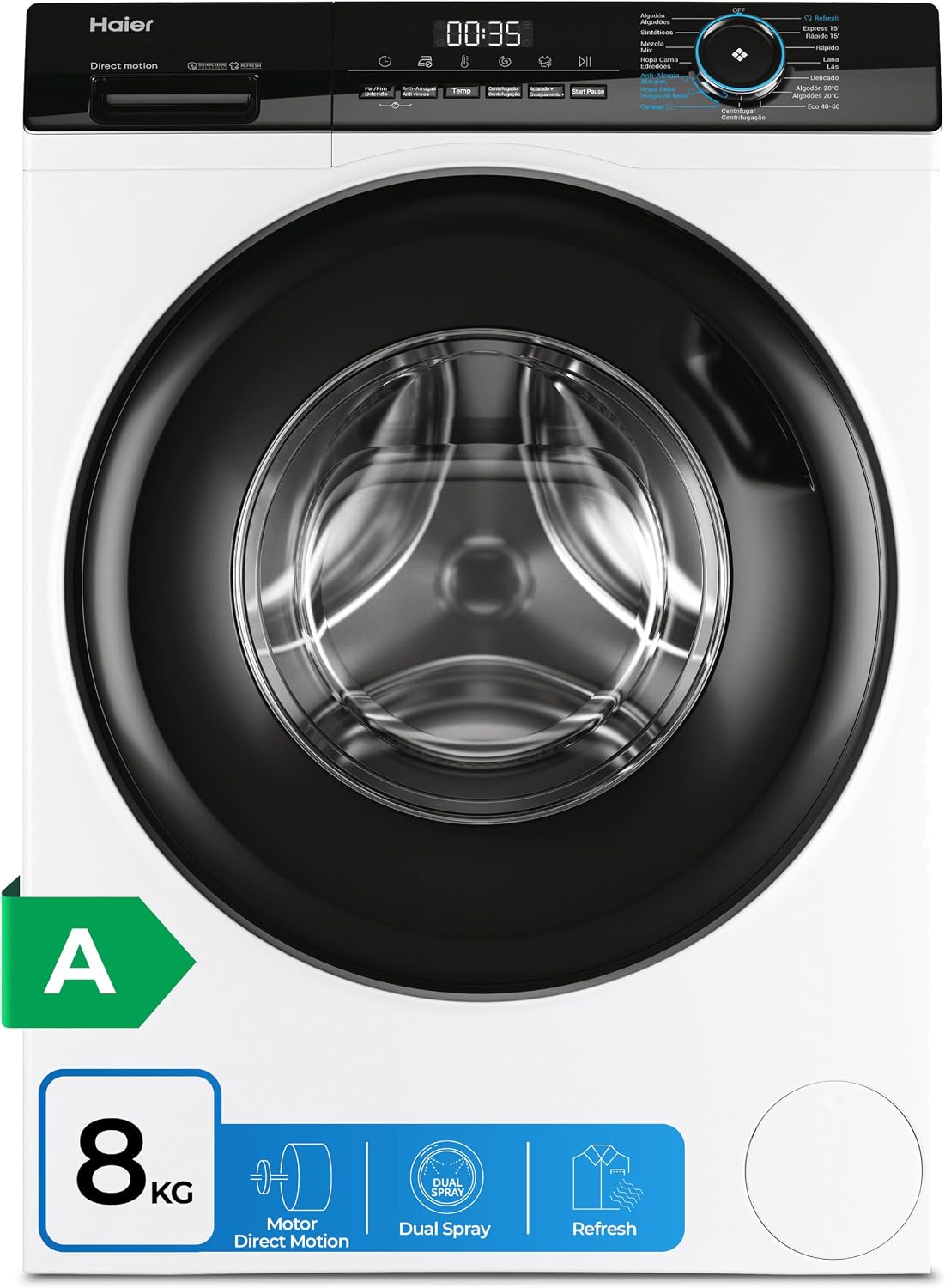 Haier I-Pro Series 3 HW80-B14939-IB- Lavadora Carga Frontal 8KG, Función Vapor, Motor