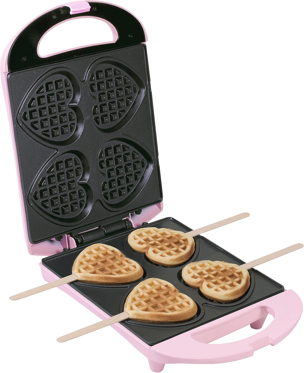 Gofrera Bestron, para gofres en forma de corazón con mango, gofrera con revestimiento