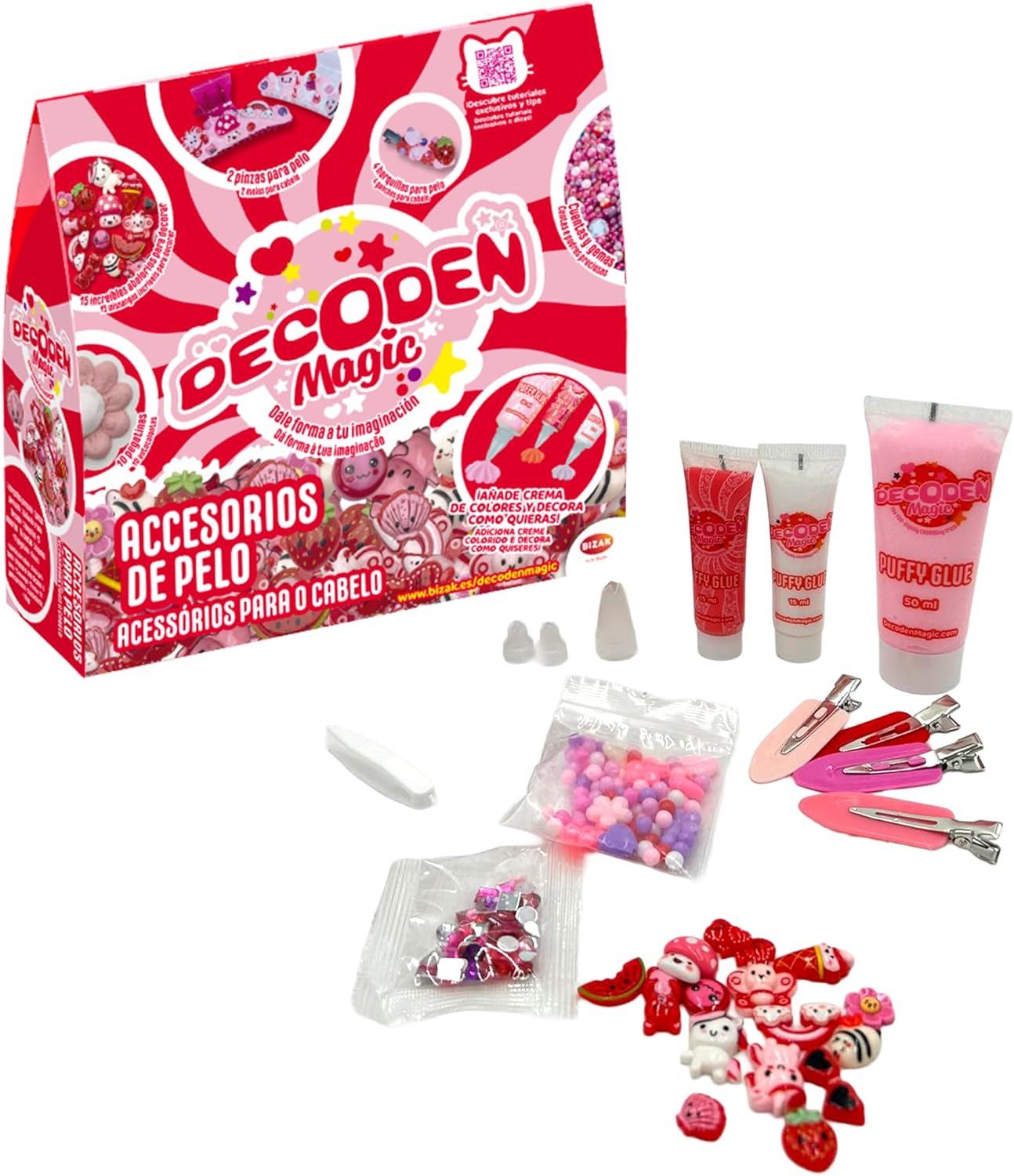 Decoden Magic Classic Abalorios Pelo Pack Rojo, Crema Falsa Batida, Buttercream para 