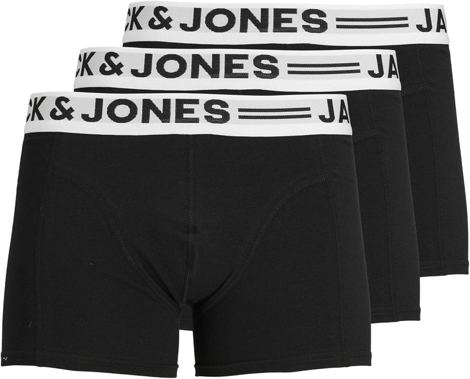 JACK & JONES SENSE TRUNKS 3-PACK Bóxer, Negro, Large (Pack de 3) para Hombre 🇪🇸