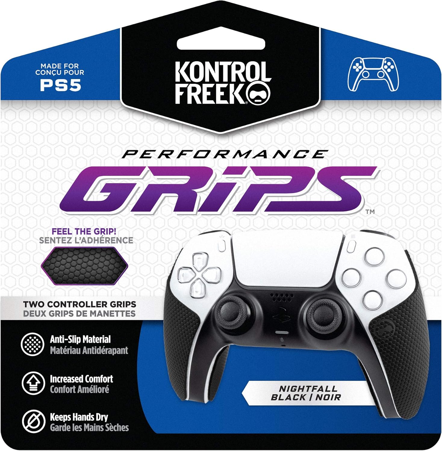 KontrolFreek Performance Grips for PlayStation 5 (PS5) Controller (Nightfall Black) 🇪