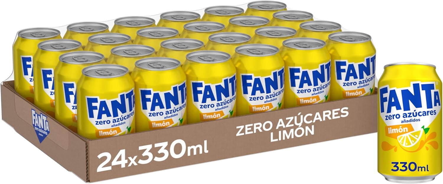 Fanta Limón Zero Azúcar, Refresco de Limón Elaborado a partir de Zumo, Bajo en Calorí