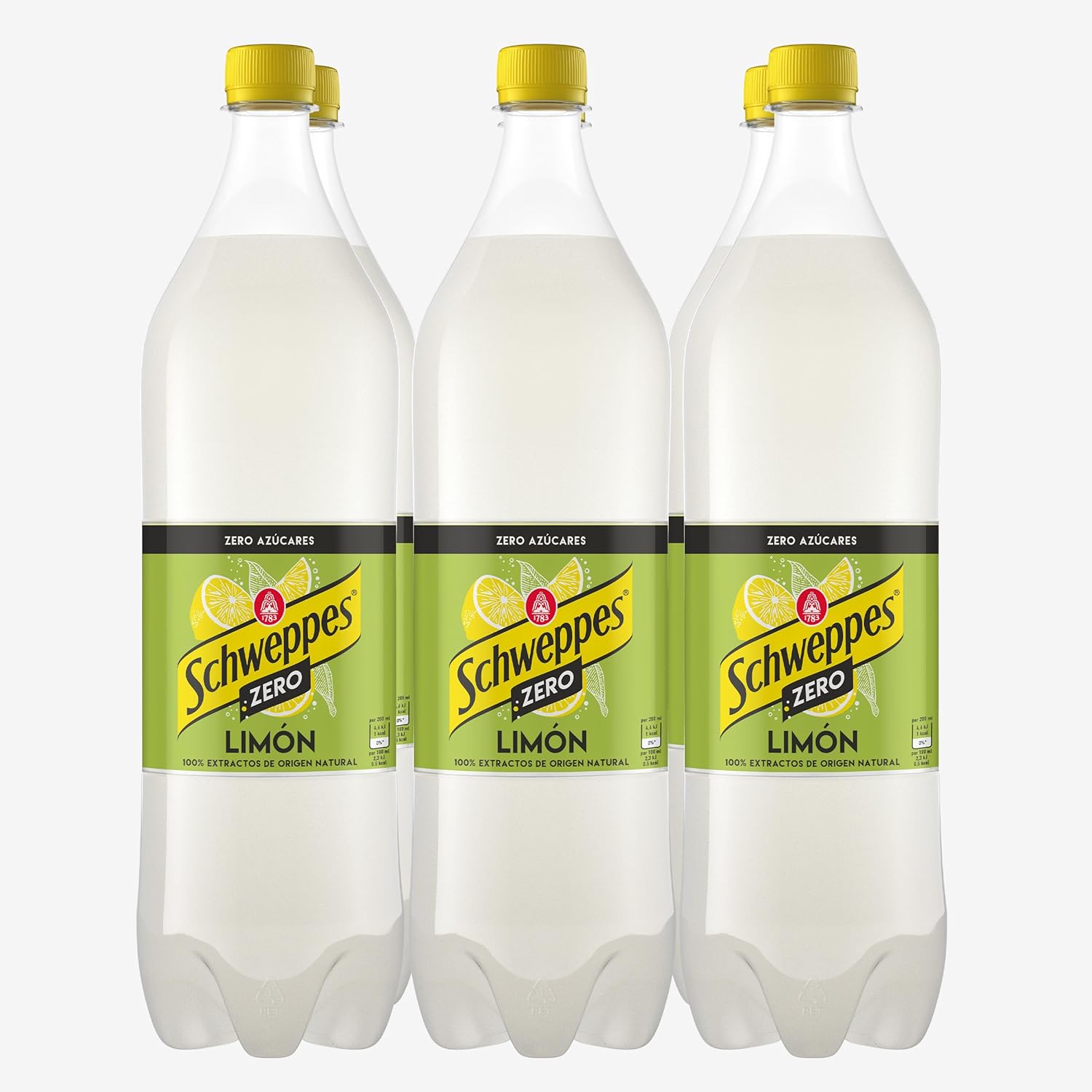 Schweppes Limón Zero, Refresco sin Azúcar ni Calorías – Botella PET, Pack 6 x 1,5 L 🇪
