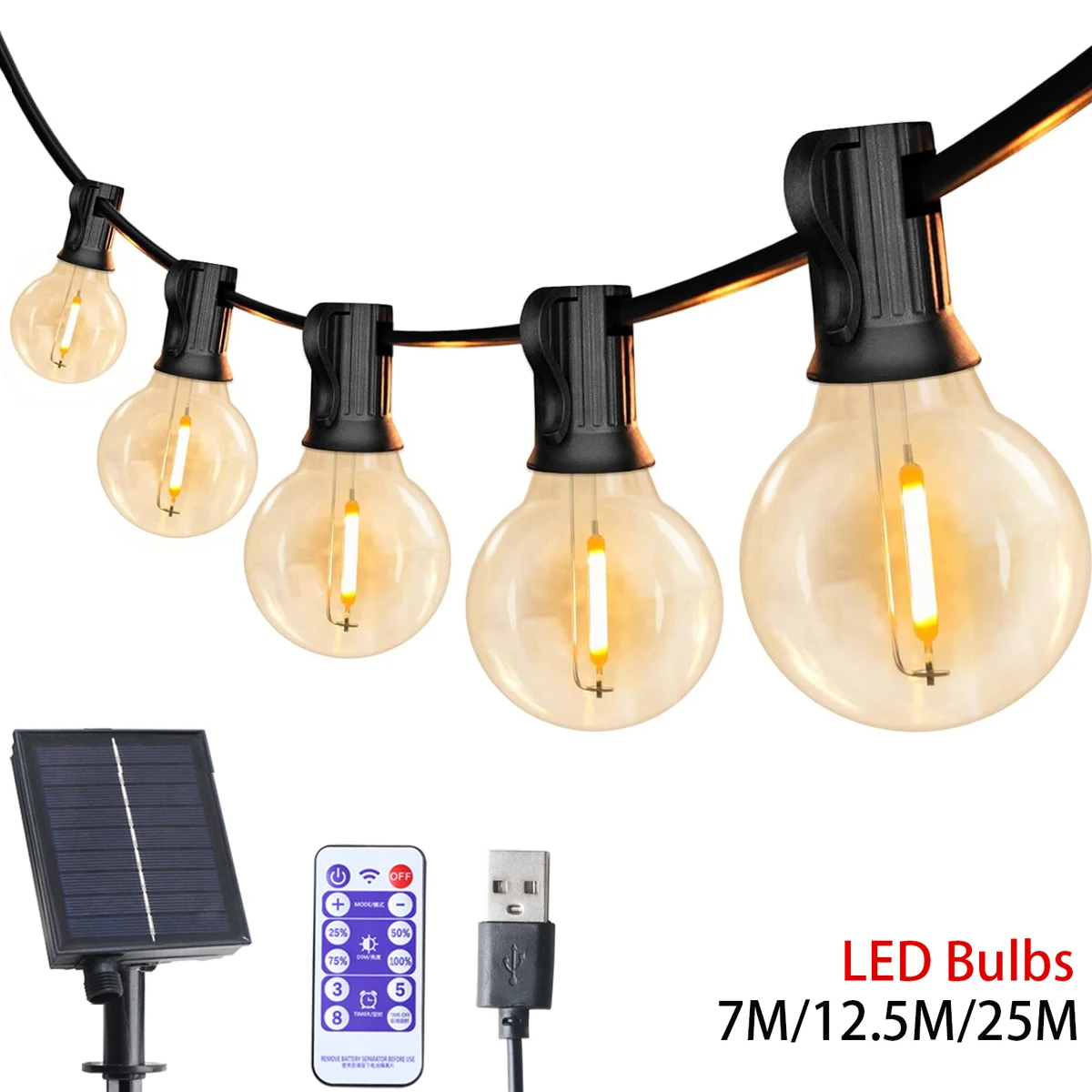 **Festón Solar LED globo G40 cadena de luces Hada al aire libre para fiesta de Navida