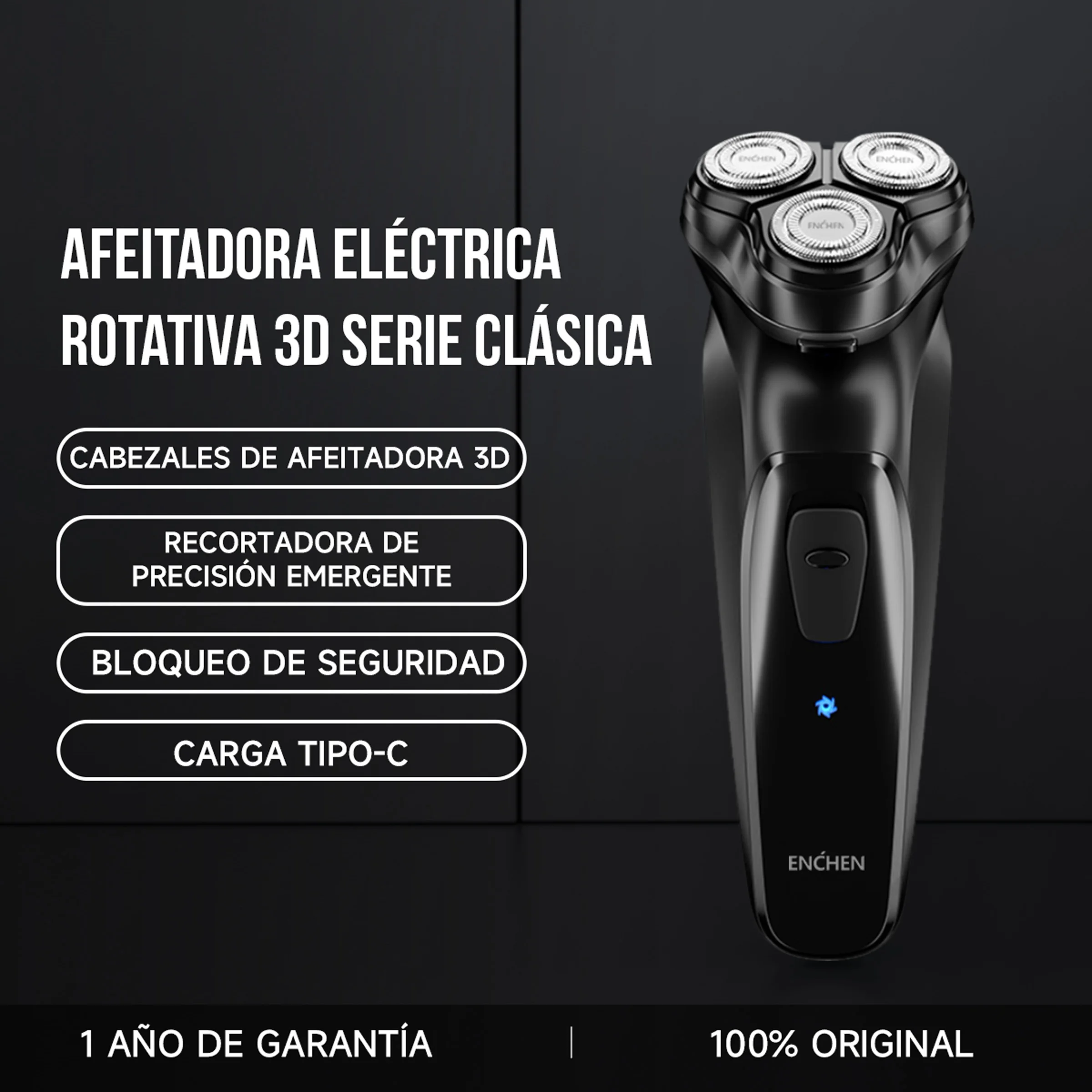 **Afeitadora Rotativa Eléctrica ENCHEN Blackstone-C para Hombres con Cuchillas Flotan