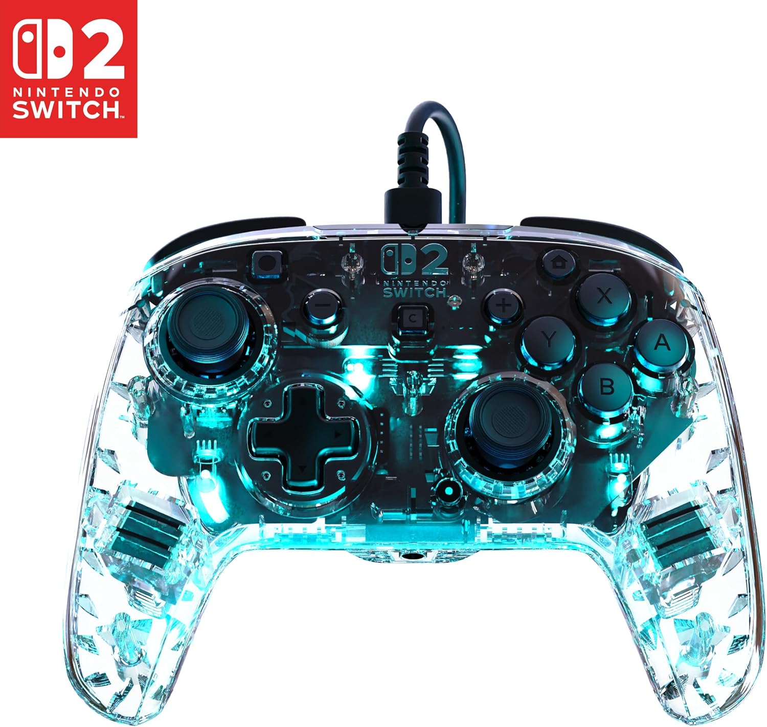 Turtle Beach Afterglow Clear Mando de juego RGB con cable para Nintendo Switch 2 🇪🇸