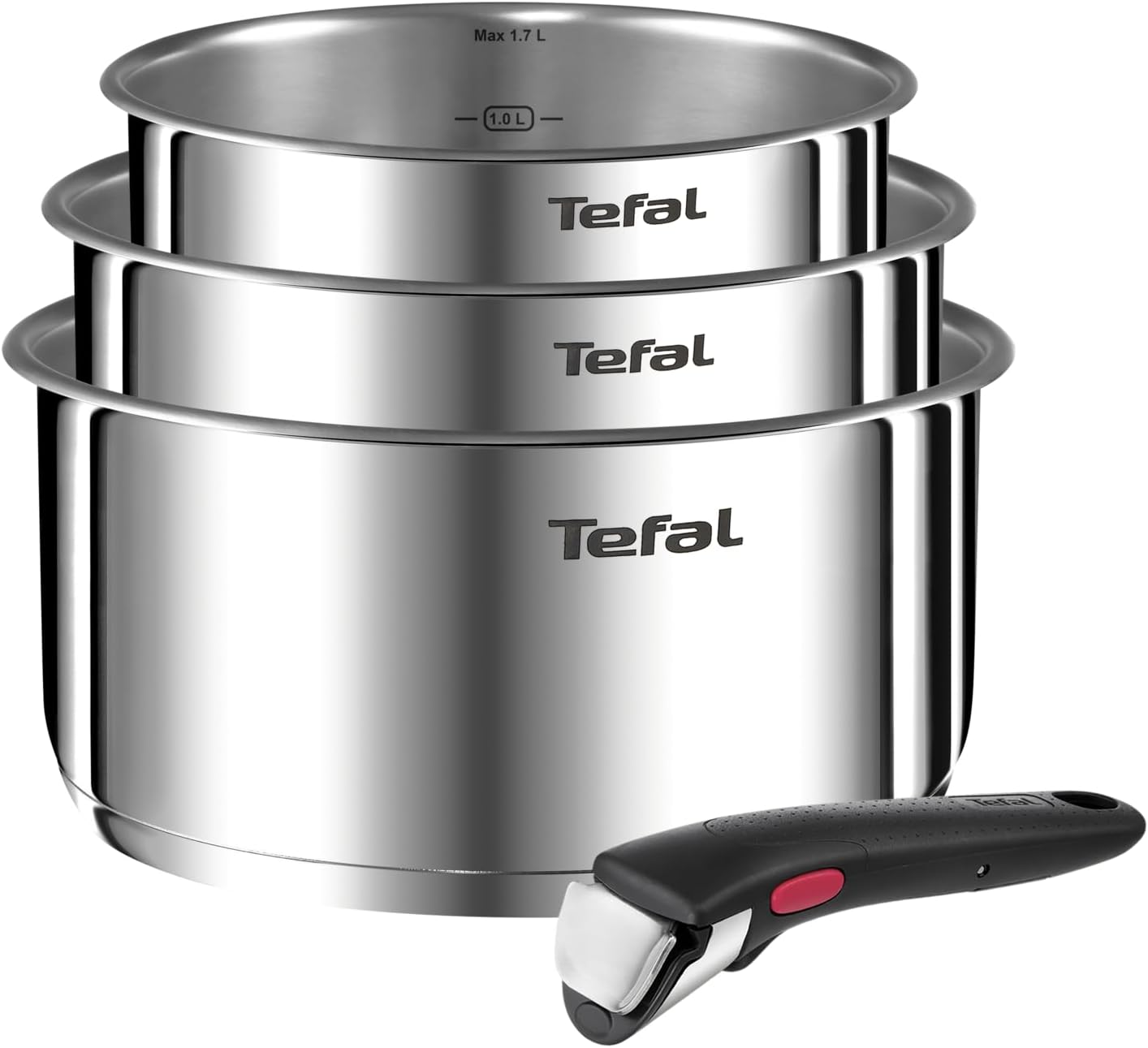 Tefal Ingenio Emotion – Juego de 3 Cazos, Acero Inox, Sin Revestimiento 🇪🇸