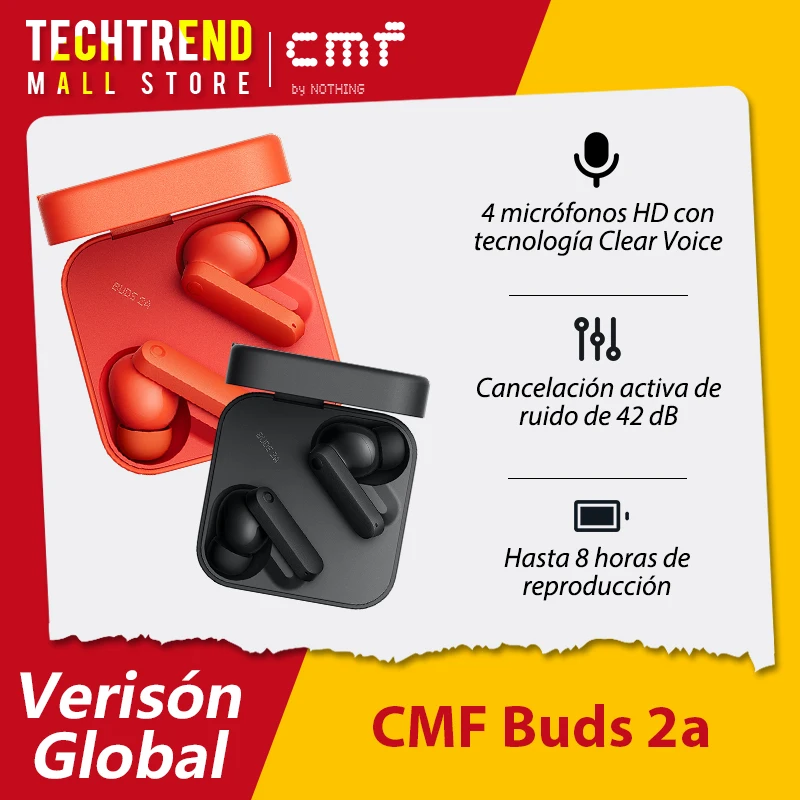 **Versión global CMF Buds 2a Auriculares Driver de 12,4 mm Cancelación activa de ruid