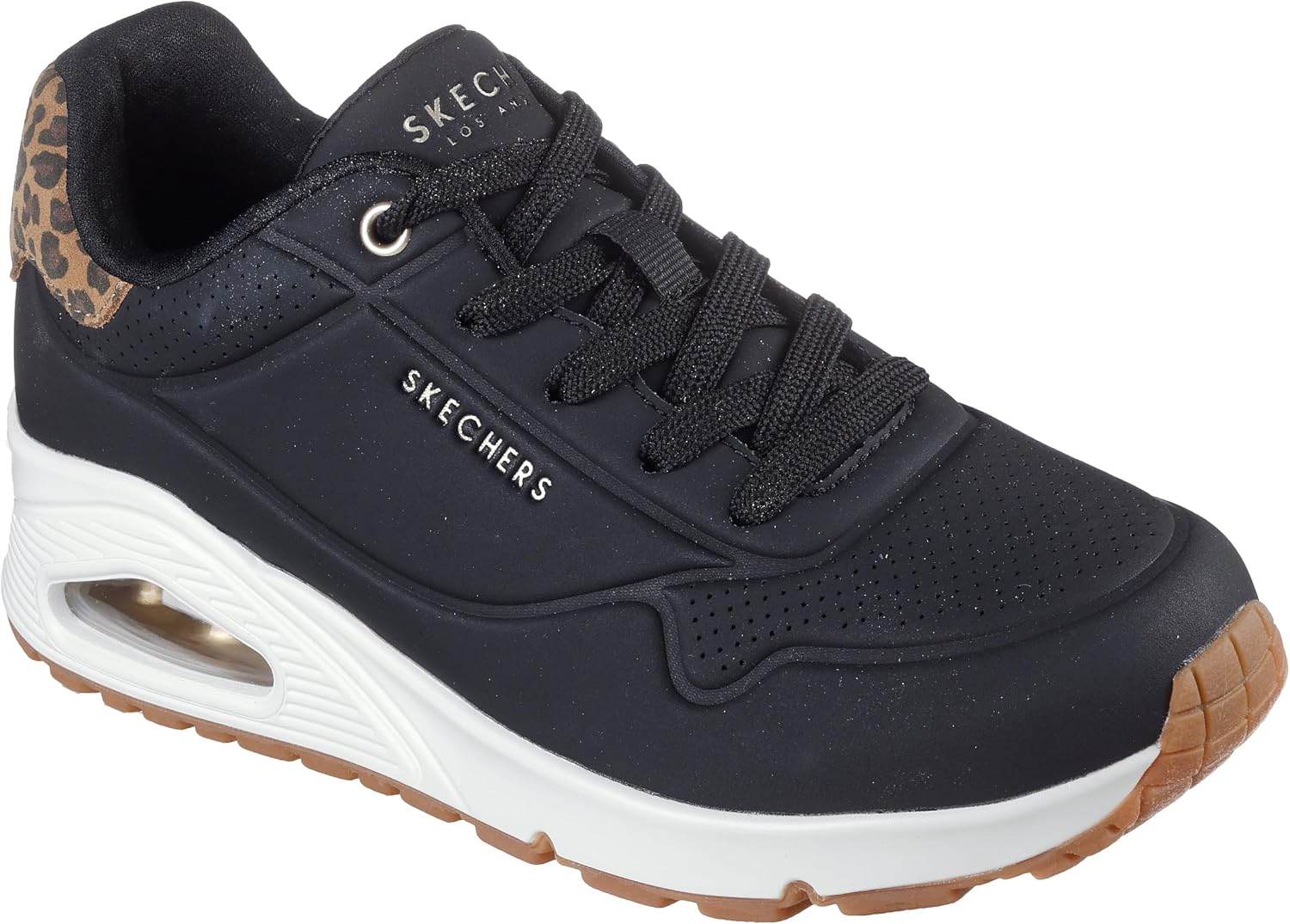 Skechers Uno – Jungle NiteSneaker para Mujer, Negro Durabuck Leopard Printed Suede Me