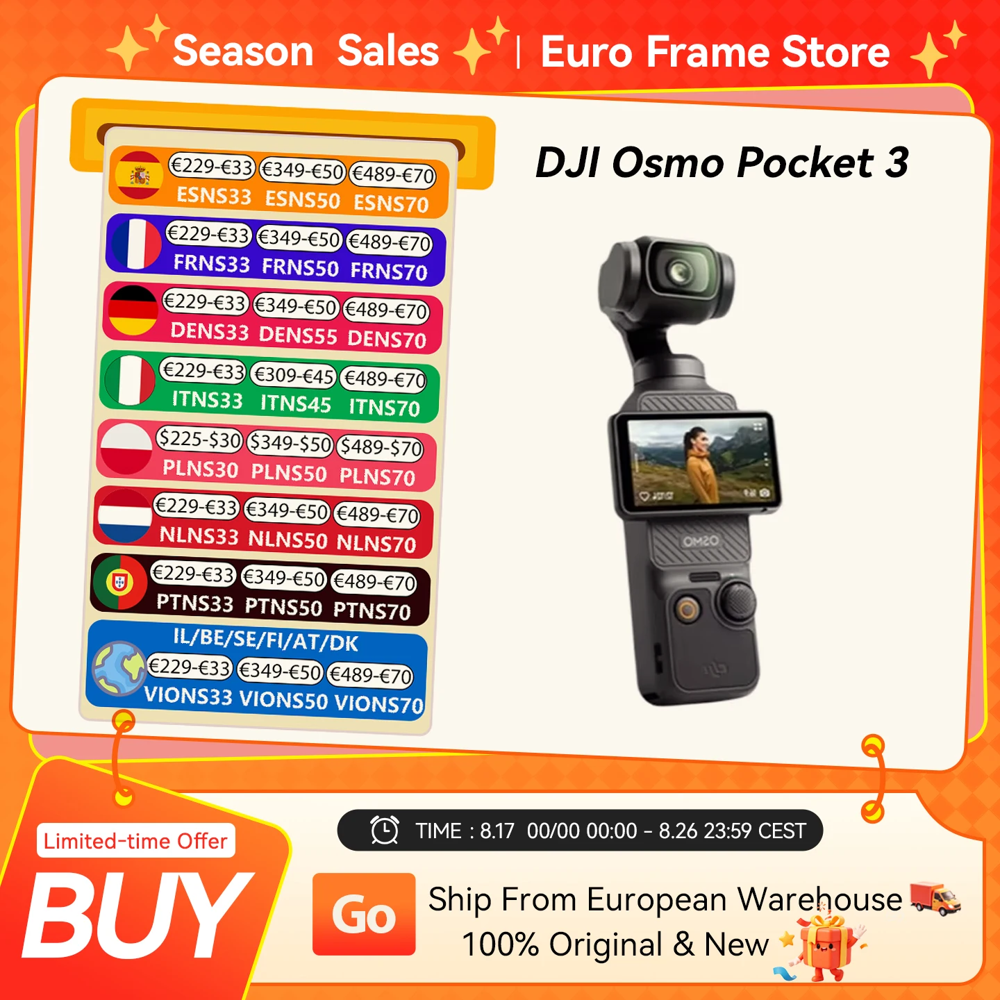 **DJI Osmo Pocket 3, Potente Sensor de 1 Pulgada, 4K/120fps, Pantalla Táctil Giratori