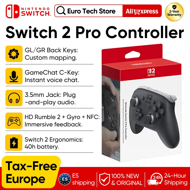 **Control Inalámbrico para Nintendo Switch 2 Pro, Nuevo, con Botones Traseros GL/GR, 