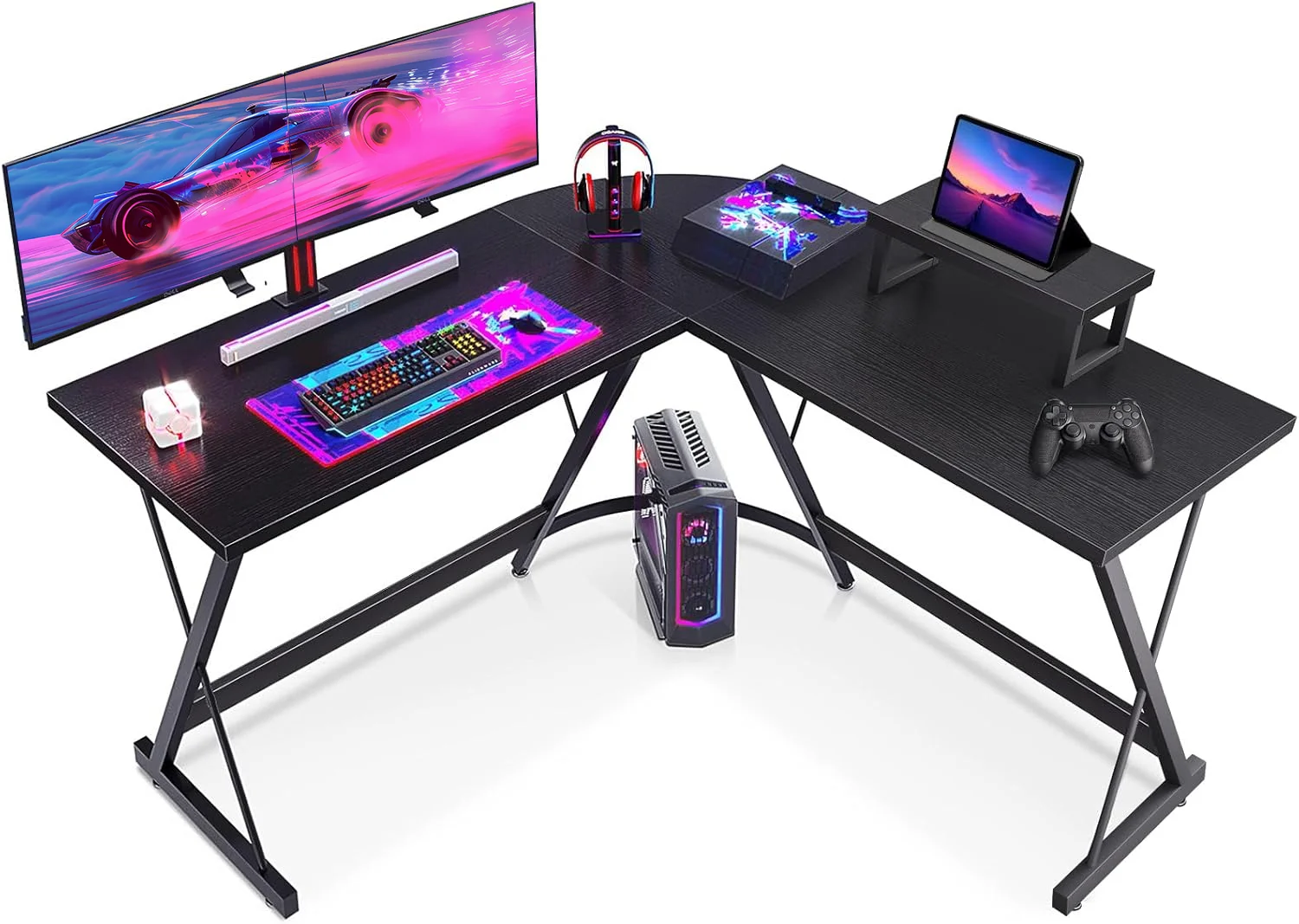 **Coleshome Escritorio Gaming en Forma de L, Escritorio de Esquina Estable, Fácil Mon
