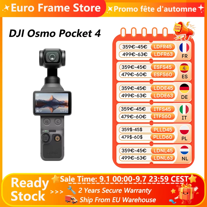 **Envío desde la UE, DJI Osmo Pocket 4, Cámara Gimbal de Bolsillo con CMOS de 1″, Ran