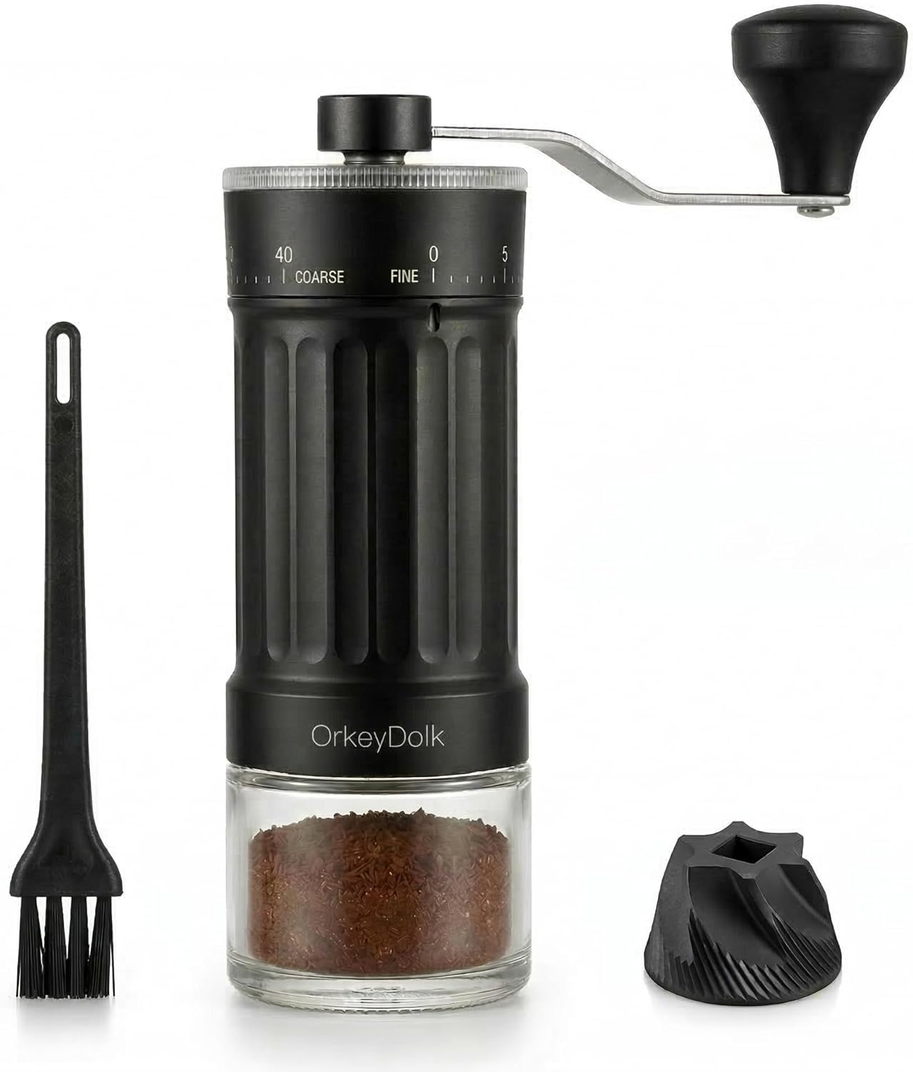 OrkeyDolk® Molino de café manual externo y ajustable, con molino cónico de cerámica d