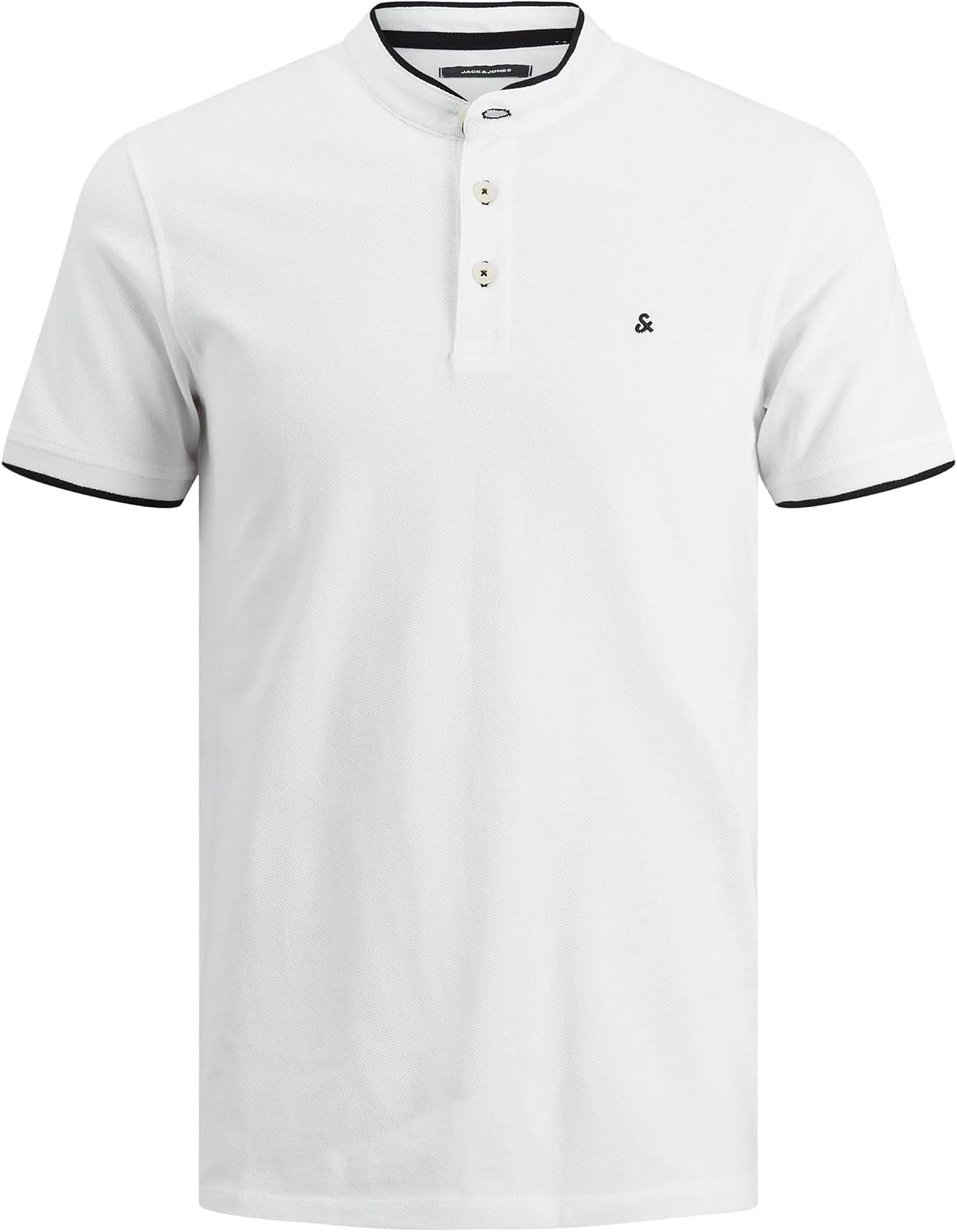 JACK & JONES Jjepaulos Mao Polo SS Camisa, Blanco, XL para Hombre 🇪🇸