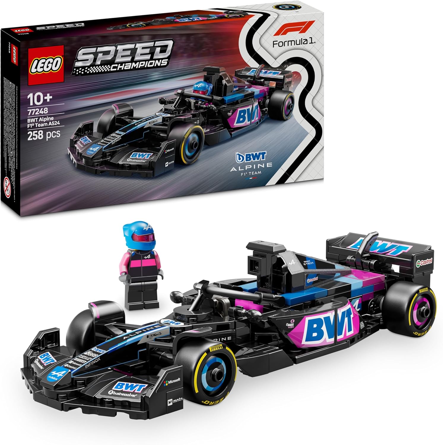 LEGO Speed Champions Coche de Carreras BWT Alpine F1 Team A524 de Juguete, Vehículo y