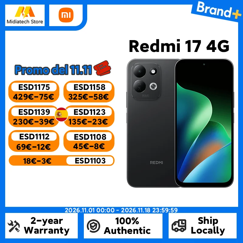 Smartphone Redmi 17 4G (versión global) con cámara de 50 MP, batería de gran capacida