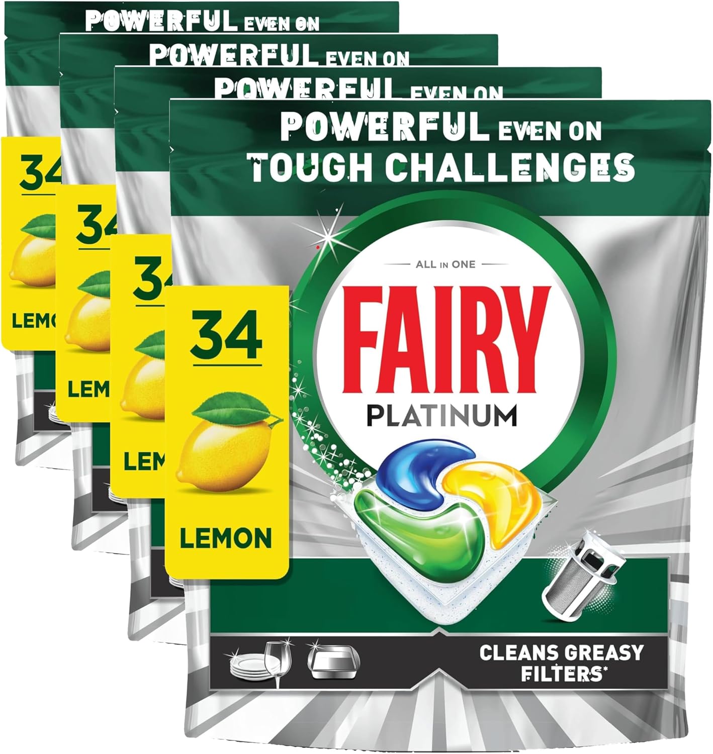 Fairy Platinum Limón Cápsulas Lavavajillas 170 ud