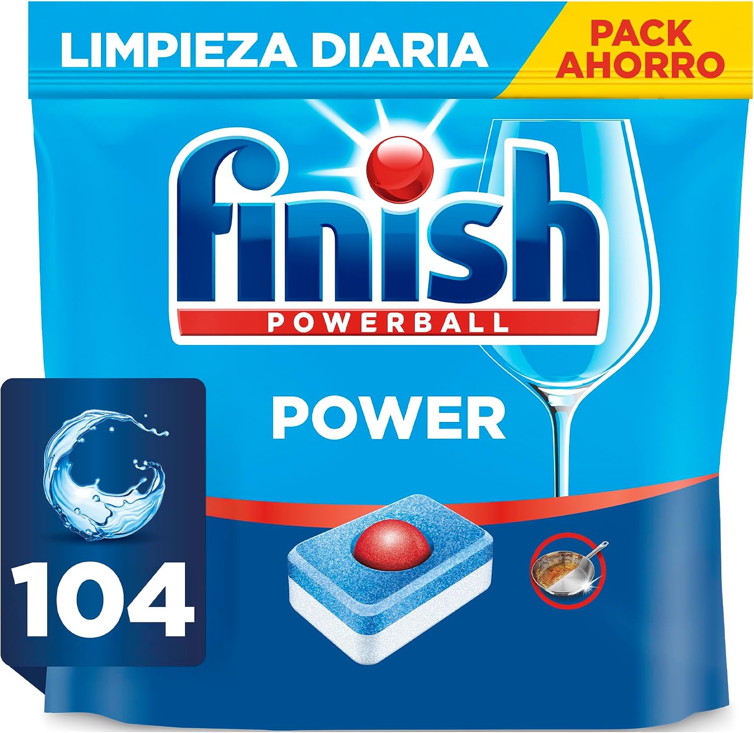 Pack 104 Finish Powerball Power All in 1 Pastillas Lavavajillas