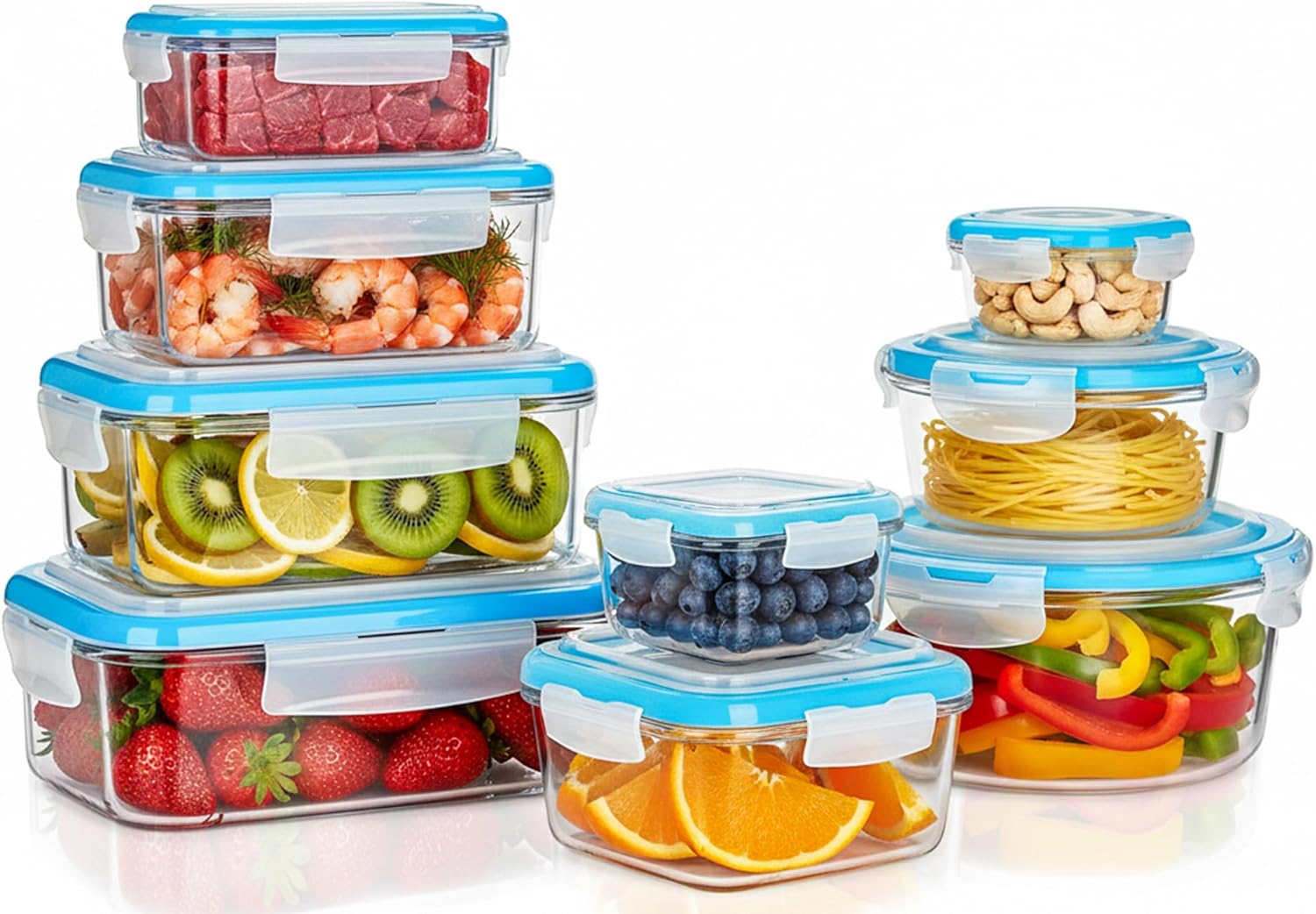 Pack 9 Kichly Recipientes De Vidrio Herméticos Para Alimentos