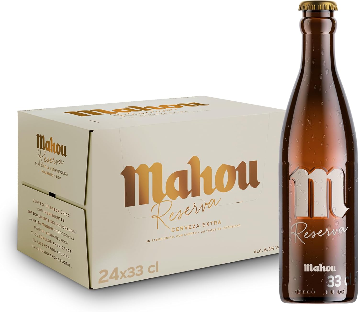 Pack 24 Botellas Mahou Reserva Cerveza, 33 cl