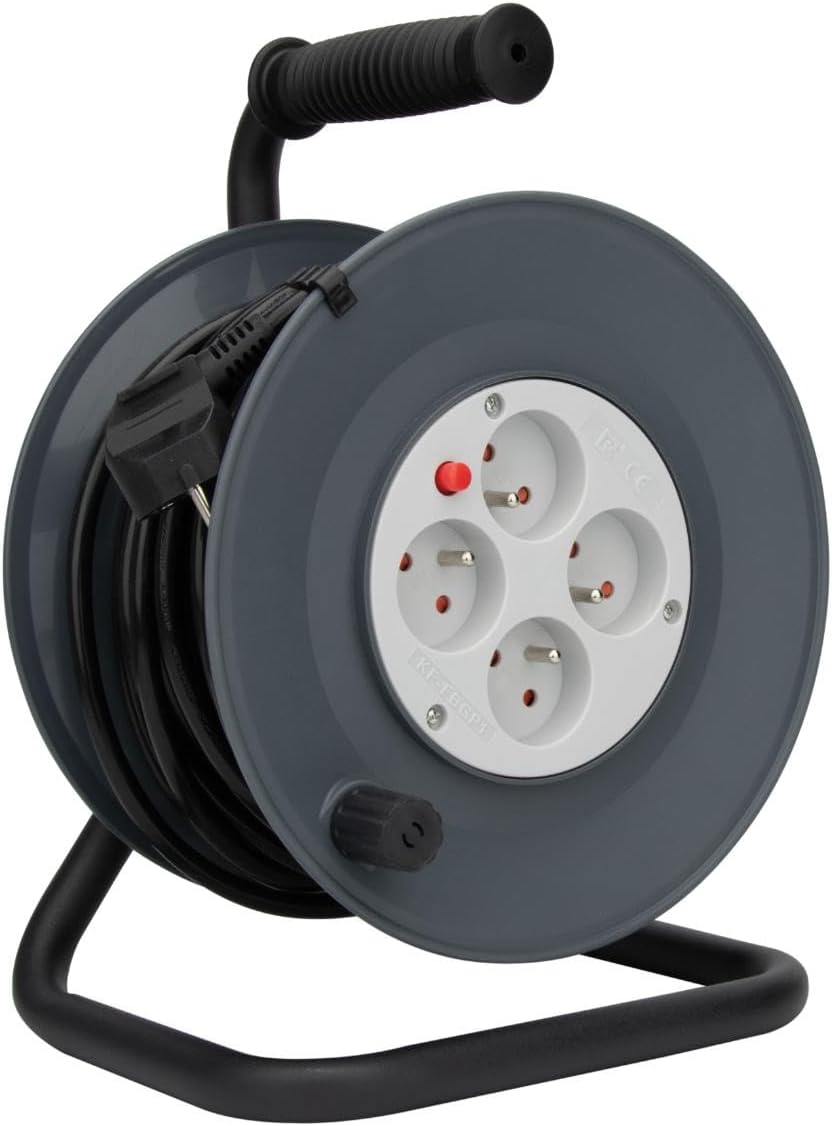 Zenitech Carrete Eléctrico HO5VV-F 4 Tomas 25m con Disyuntor