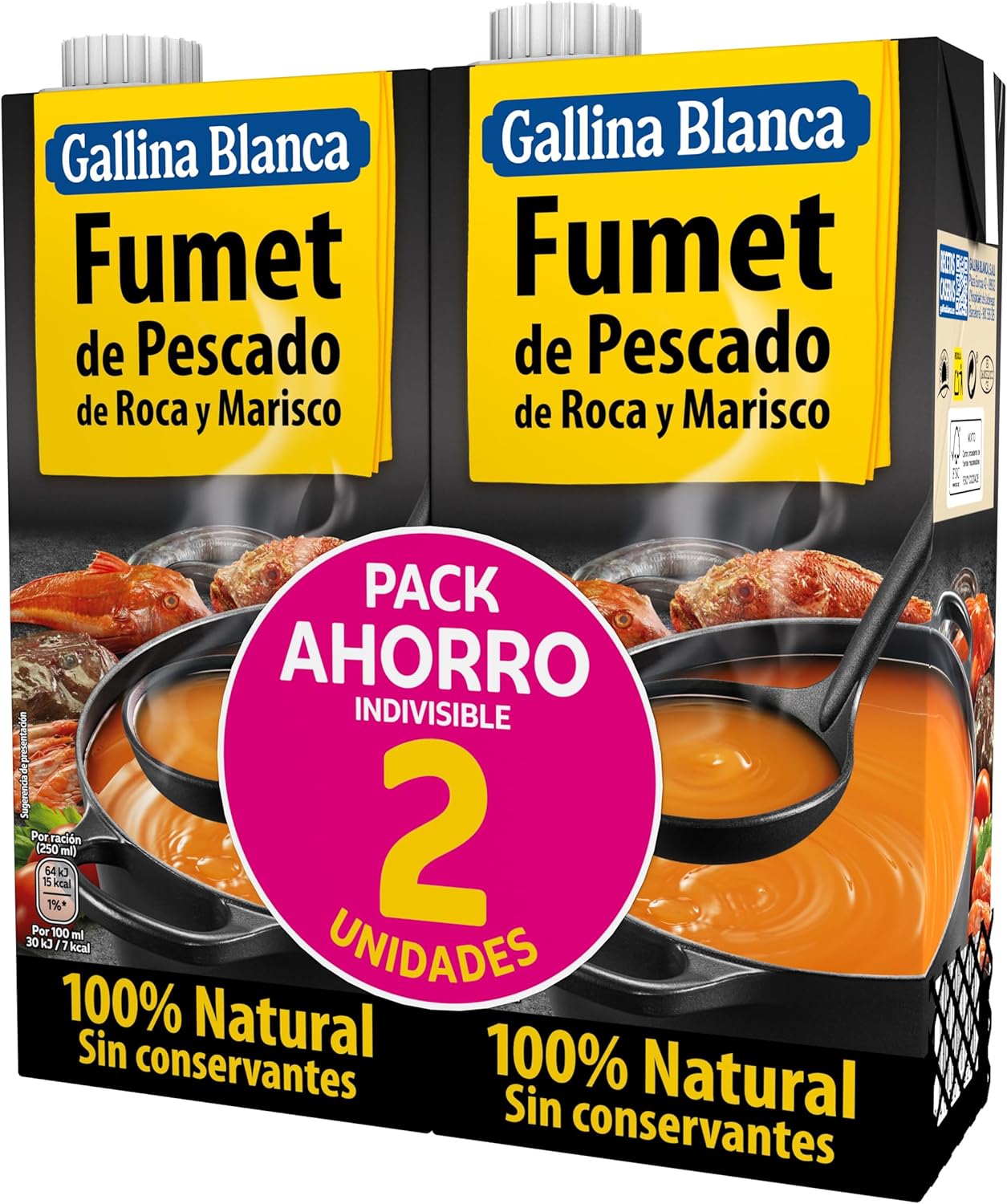 Pack 2 Gallina Blanca Fumet de Pescado de Roca y Marisco 1L