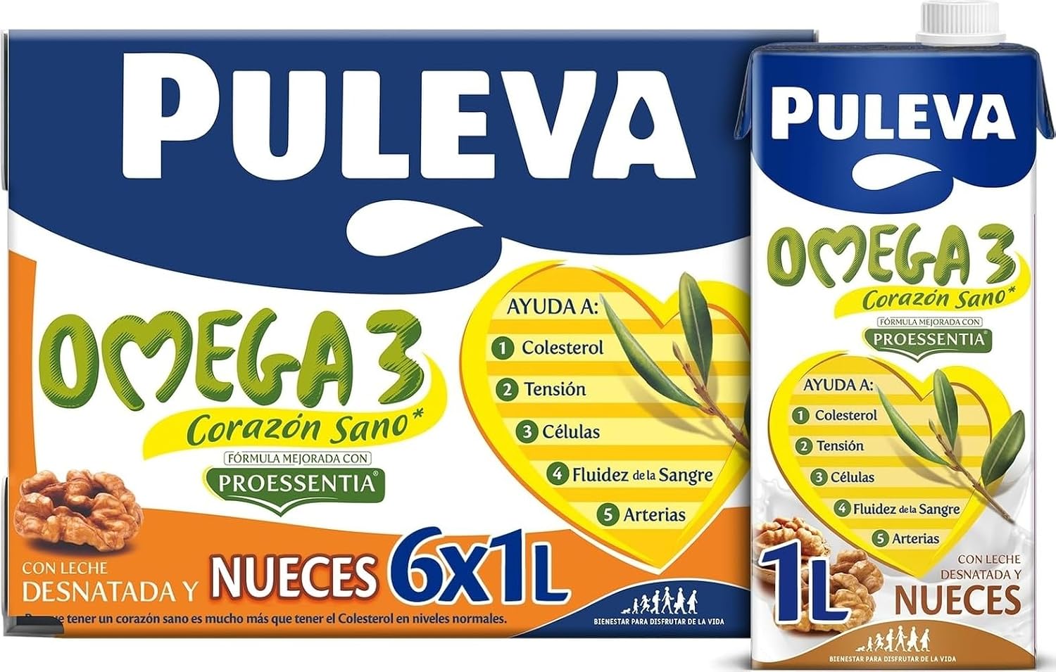 Puleva Omega 3 Proessentia Leche Sabor Nueces 6x1L