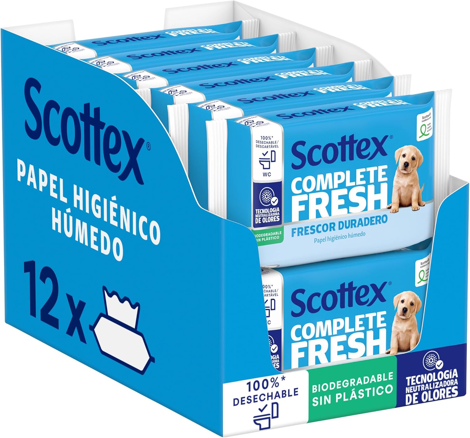 Pack 12 Scottex Papel Higiénico Húmedo 66 Servicios (792 toallitas)