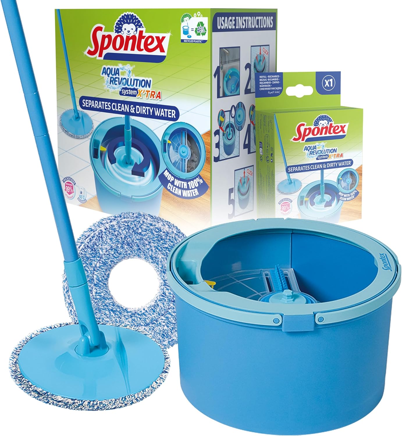 Spontex Aqua Revolution System X'tra Set de Fregona y Cubo