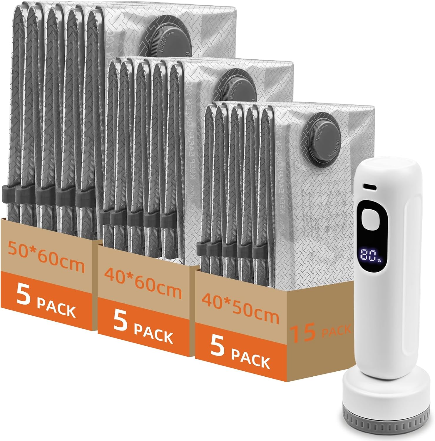 Pack 15 Bolsas de Vacío Songmics con Bomba Eléctrica