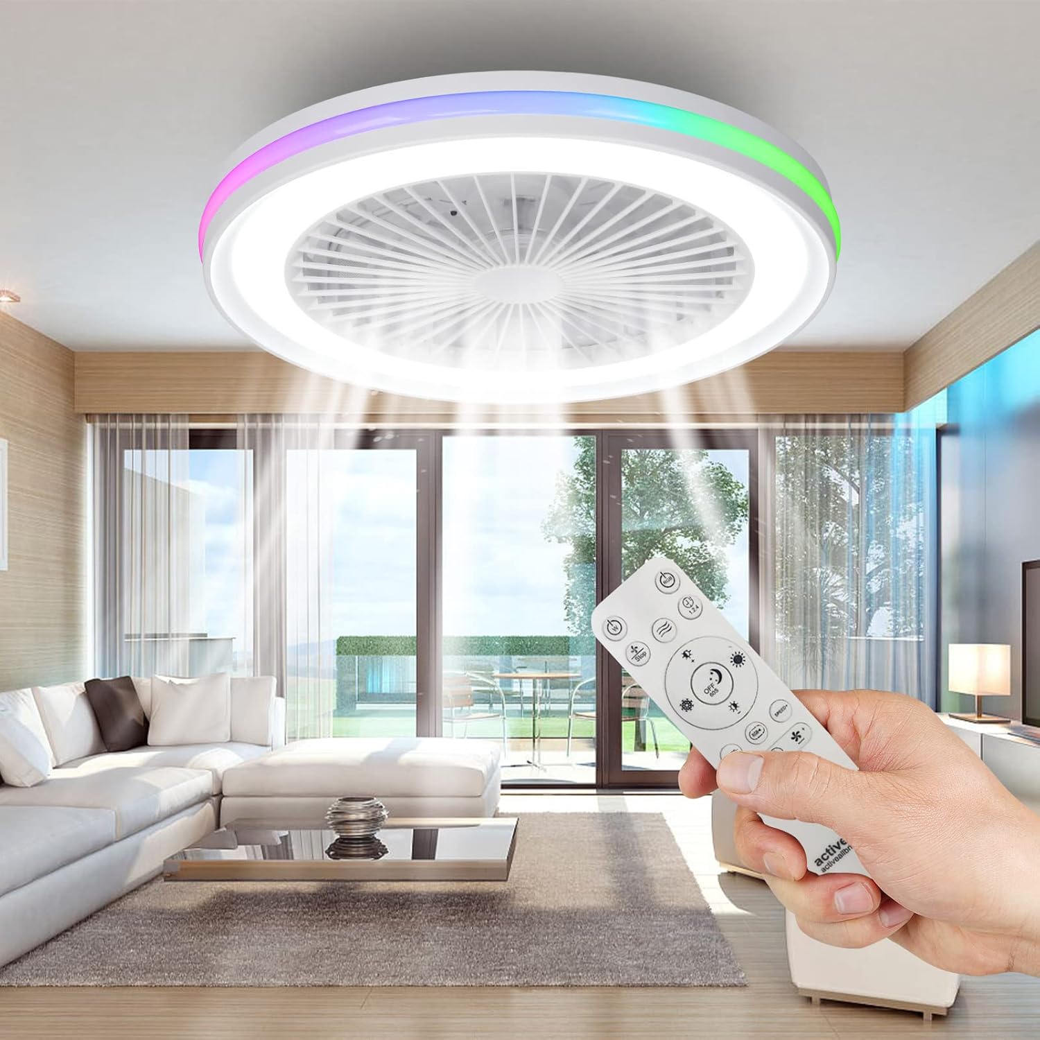 Ventilador de Techo con Luz Activeallbrite 55 cm