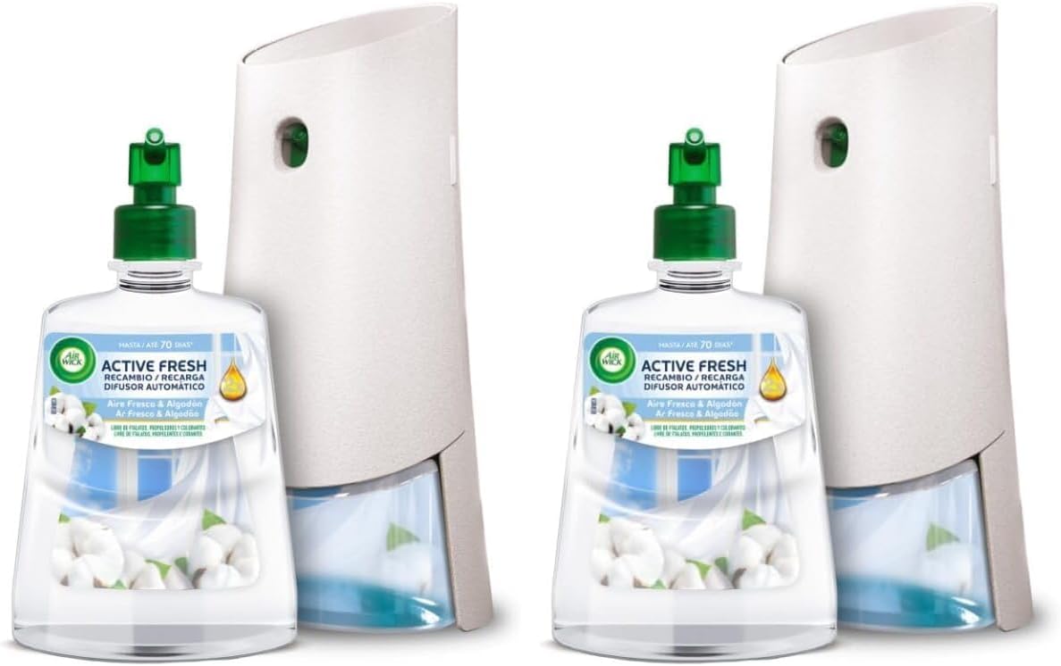Kit Ambientador Automático Air Wick Active Fresh Aire Fresco y Algodón
