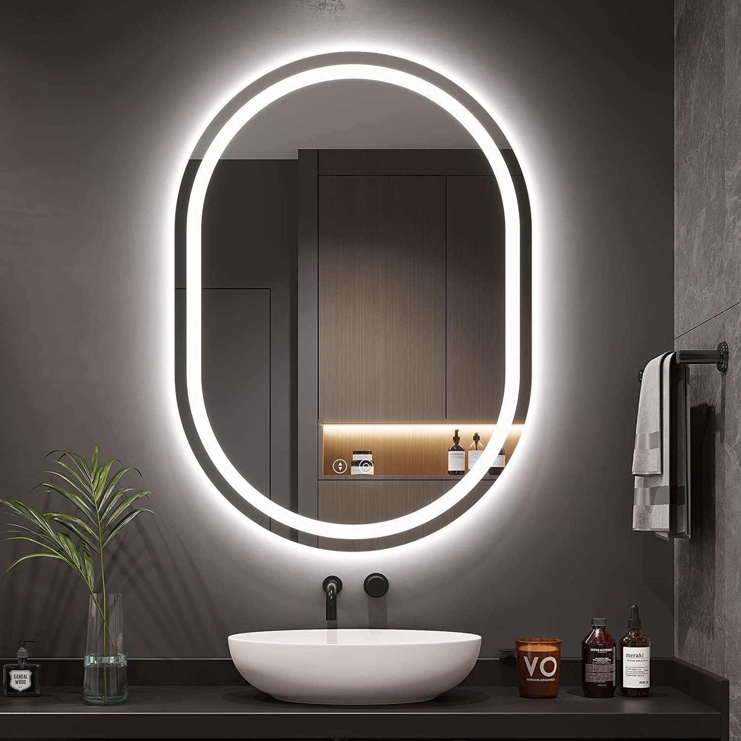Espejo de Baño Ovalado LED Dripex 80 x 60 cm