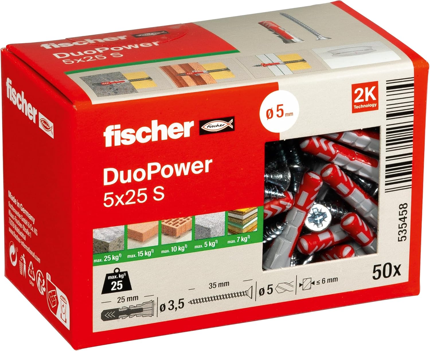 Pack 20 Piezas Fischer Duopower Tacos Universales 14x70 mm