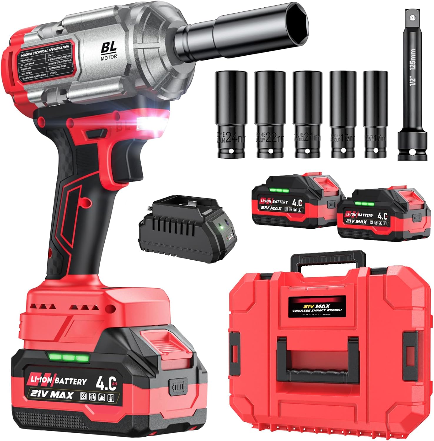 Xiazir Llave De Impacto A Batería 1200N·M 21V