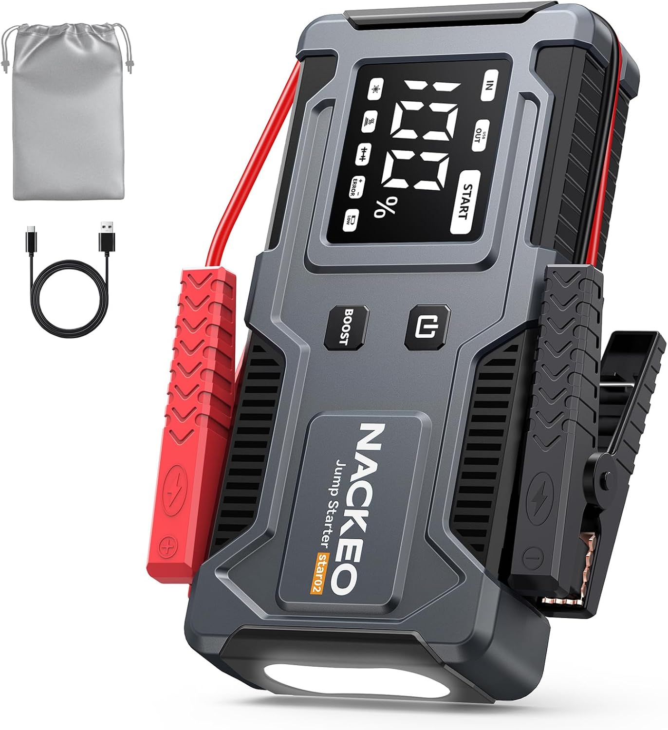 Nackeo Arrancador Coches 8000A Batería 20000Mah