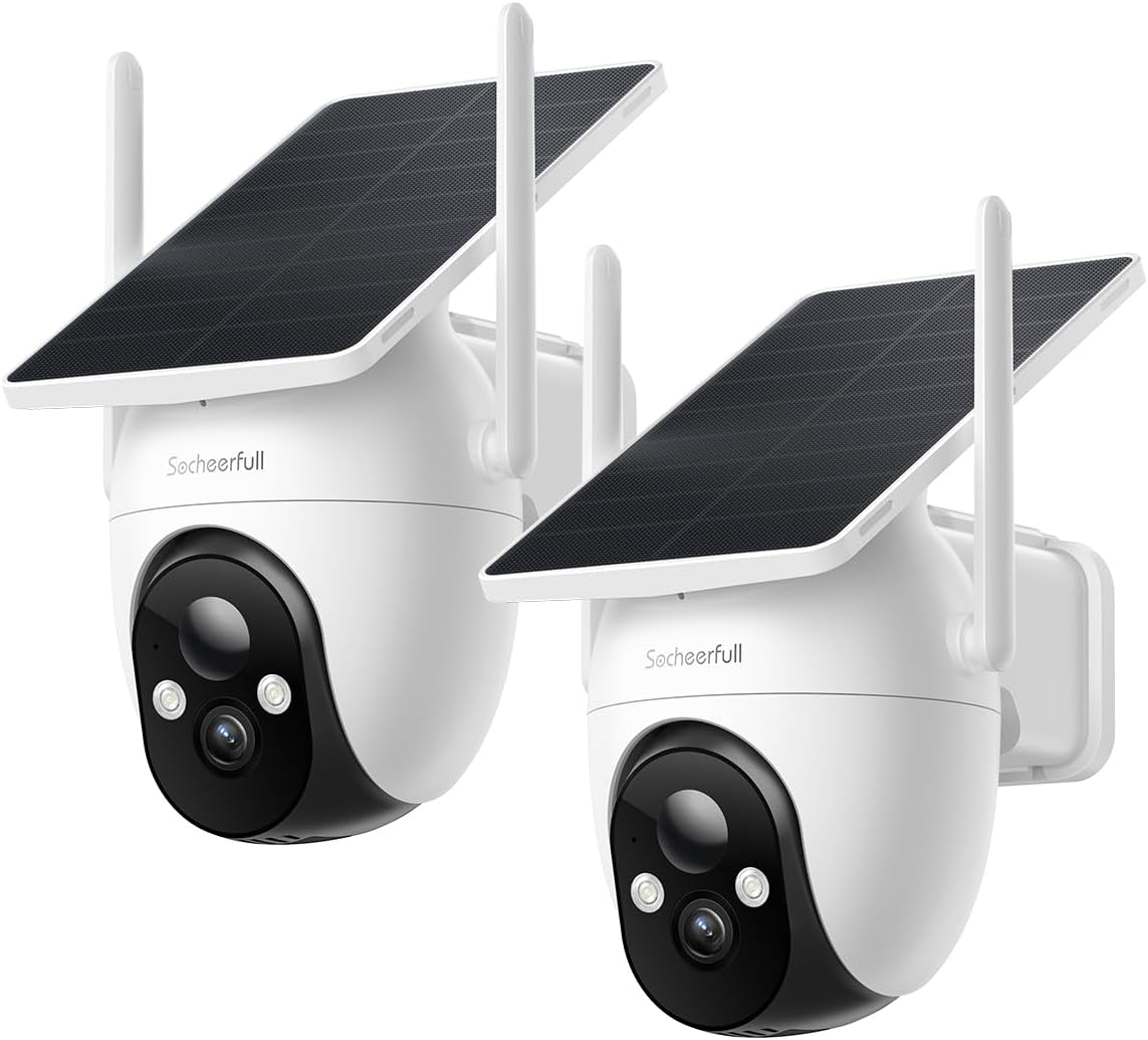 Socheerfull Cámara De Vigilancia WiFi Exterior Solar 2K Blanco