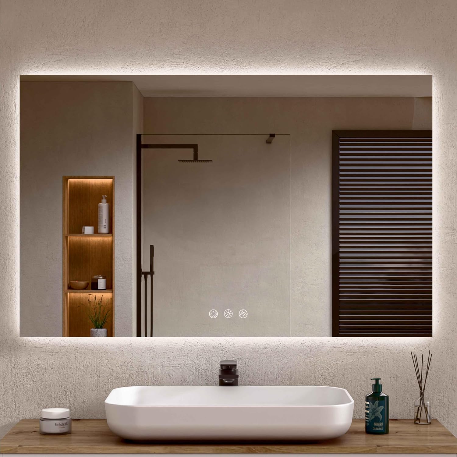 Ratsamee Espejo de Baño con Luz LED Bluetooth 50x70cm