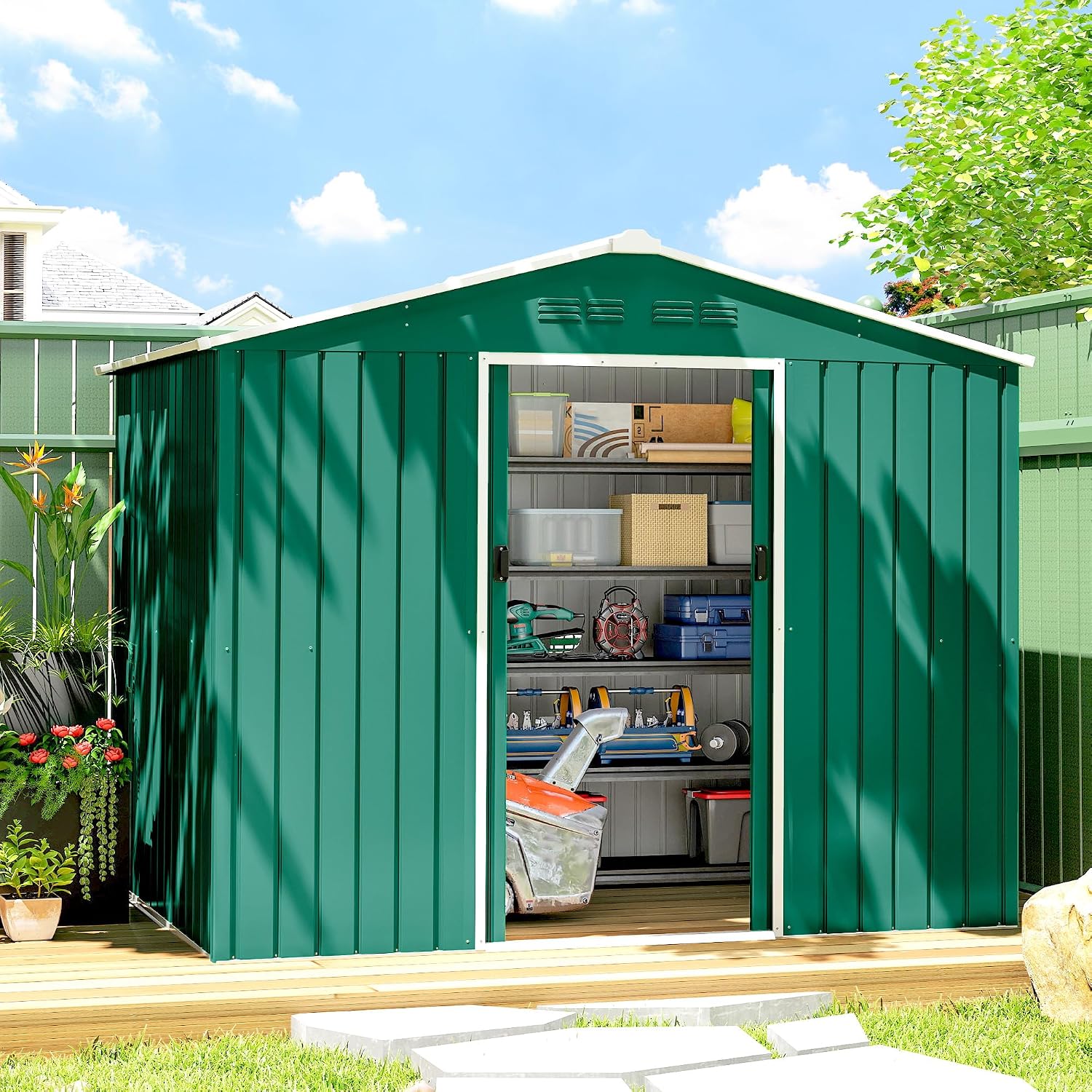 Outsunny Caseta de Jardín Metálica 3,6 m² 236x174x190 cm Verde