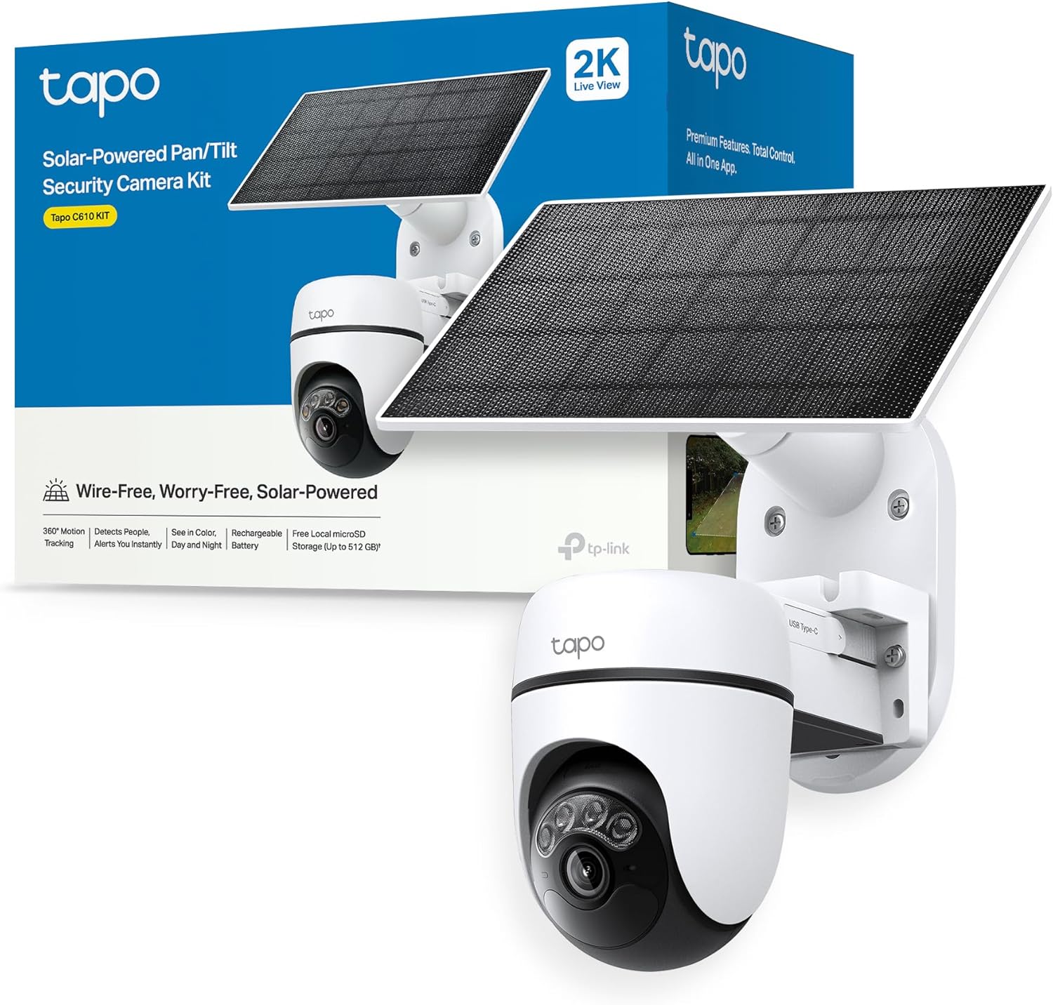 Tapo C610 Kit Cámara Vigilancia WiFi Exterior con Panel Solar