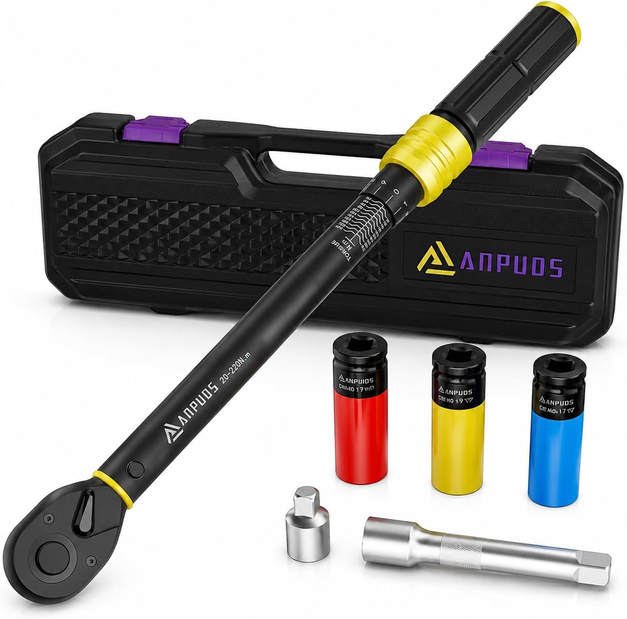 Juego de Llave Dinamométrica ANPUDS 1/2" 20-220 Nm 6 Piezas